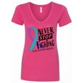 thumbnail image 1 of Inktastic Never Stop Fighting Suicide Prevention Awareness Ribbon Women's V-Neck T-Shirt, 1 of 5