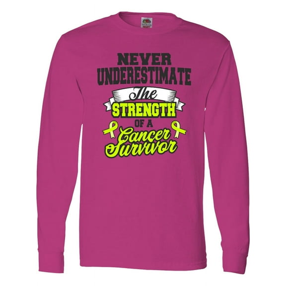Inktastic Never Underestimate the Strength of a Cancer Survivor Non Hodgkins Lymphoma Long Sleeve T-Shirt