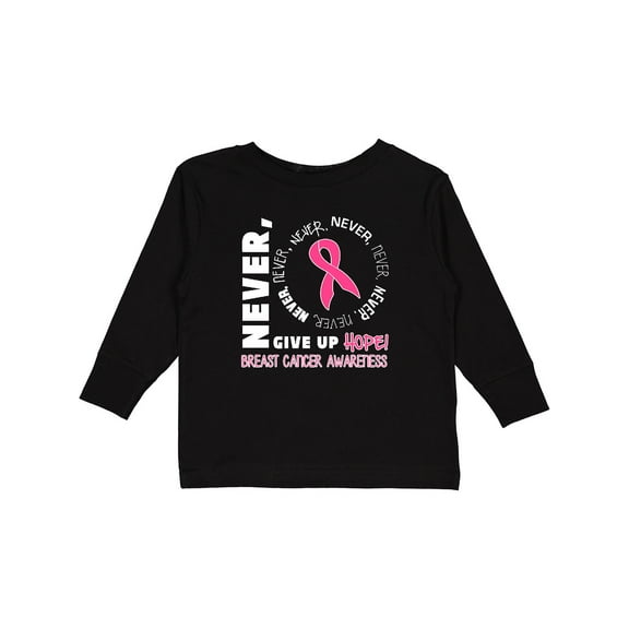 Inktastic Never Give Up Hope Breast Cancer Awareness Boys or Girls Long Sleeve Toddler T-Shirt