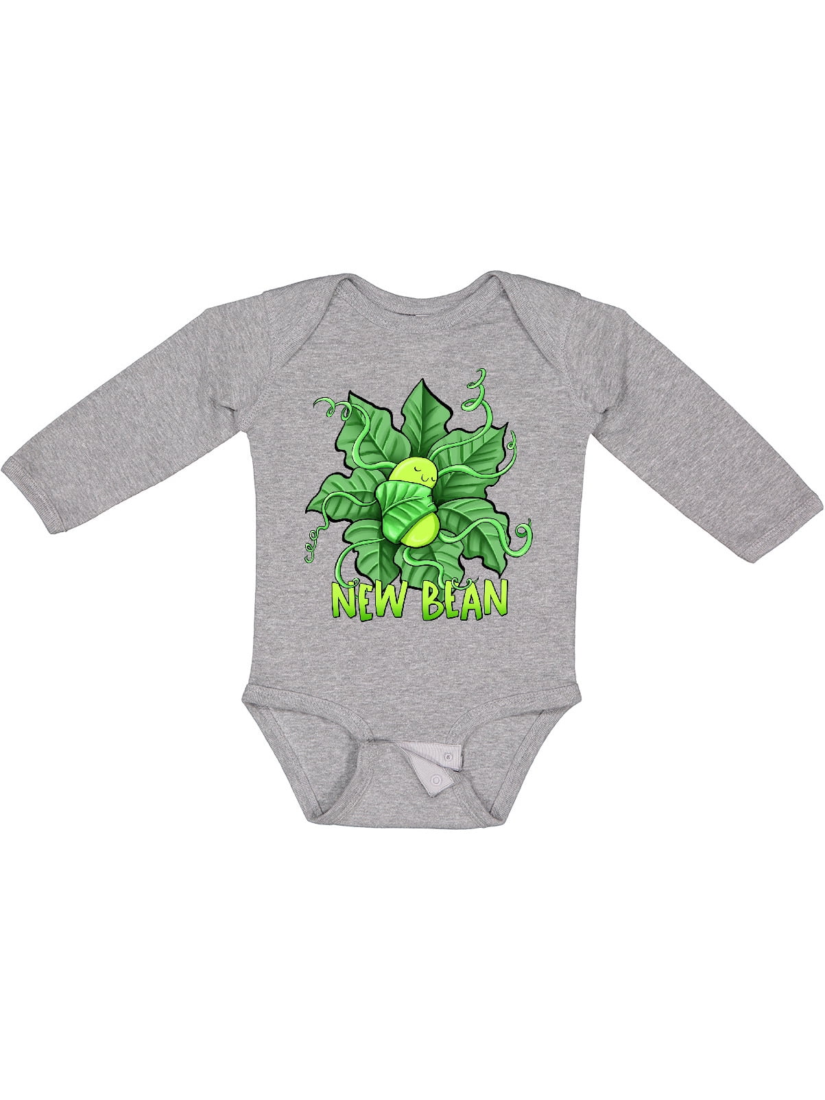 Inktastic New Bean Cute Sleeping Bean in Leaves and Vines Boys or Girls Long Sleeve Baby Bodysuit