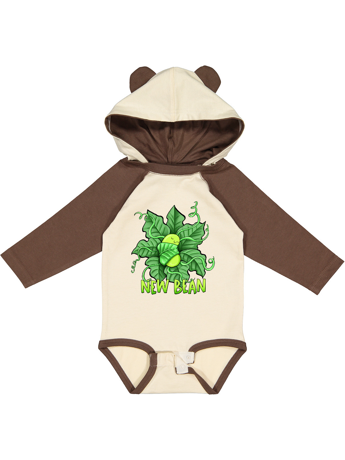 Inktastic New Bean Cute Sleeping Bean in Leaves and Vines Boys or Girls Long Sleeve Baby Bodysuit