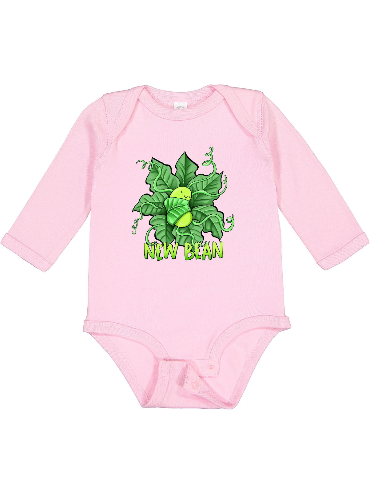 Inktastic New Bean Cute Sleeping Bean in Leaves and Vines Boys or Girls Long Sleeve Baby Bodysuit