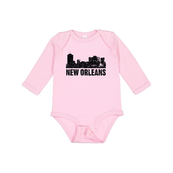 Inktastic New Orleans Skyline Grunge Boys or Girls Long Sleeve Baby Bodysuit