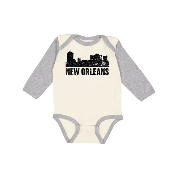 Inktastic New Orleans Skyline Grunge Boys or Girls Long Sleeve Baby Bodysuit