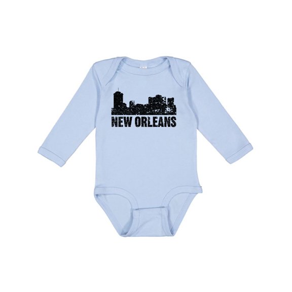 Inktastic New Orleans Skyline Grunge Boys or Girls Long Sleeve Baby Bodysuit