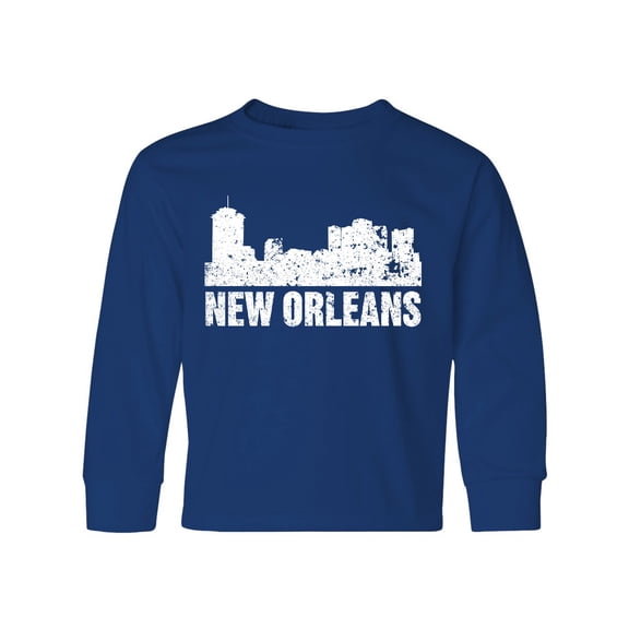 Inktastic New Orleans Skyline Grunge Long Sleeve Youth T-Shirt