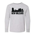 thumbnail image 1 of Inktastic New Orleans Skyline Grunge Long Sleeve Youth T-Shirt, 1 of 5