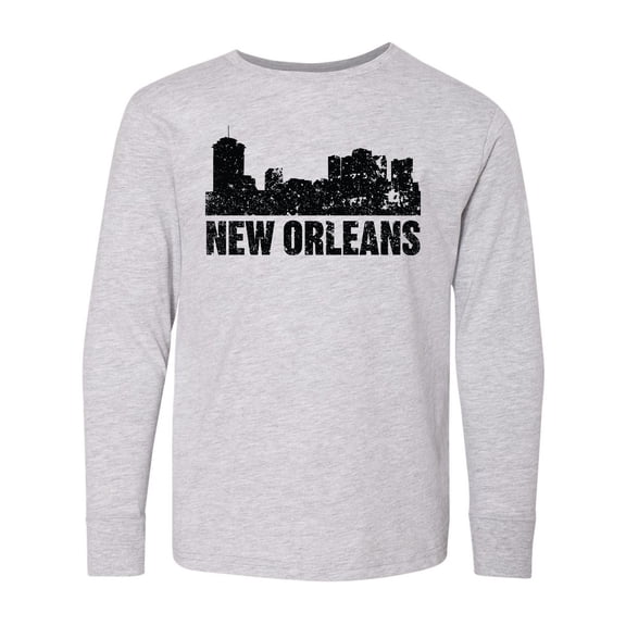 Inktastic New Orleans Skyline Grunge Long Sleeve Youth T-Shirt