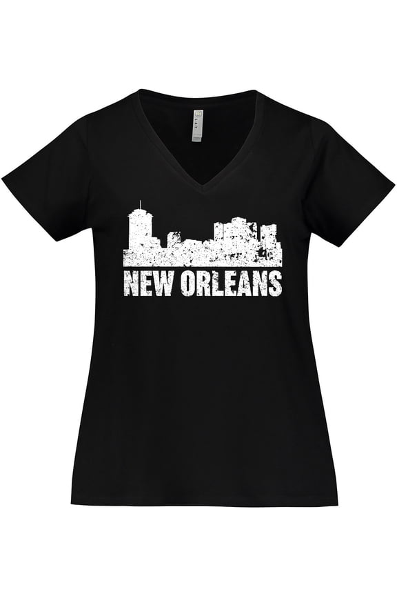 New Orleans Skyline Grunge Women's Plus Size V-Neck T-Shirt