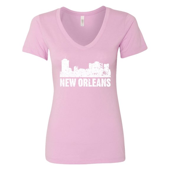 Inktastic New Orleans Skyline Grunge Women's V-Neck T-Shirt