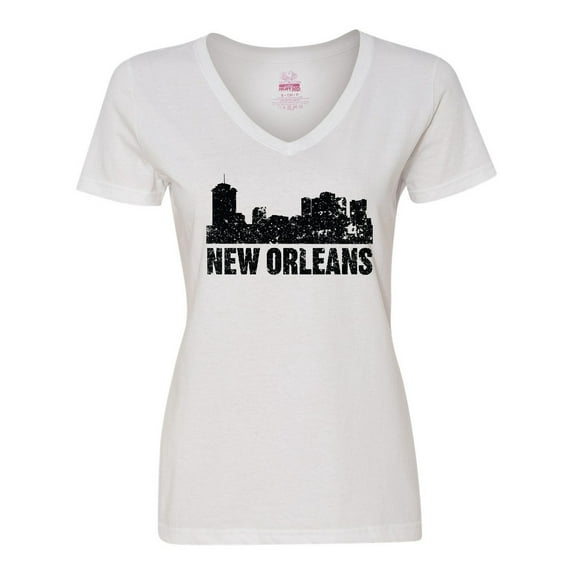 Inktastic New Orleans Skyline Grunge Women's V-Neck T-Shirt