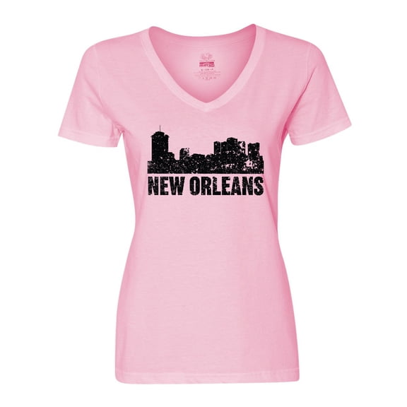 Inktastic New Orleans Skyline Grunge Women's V-Neck T-Shirt