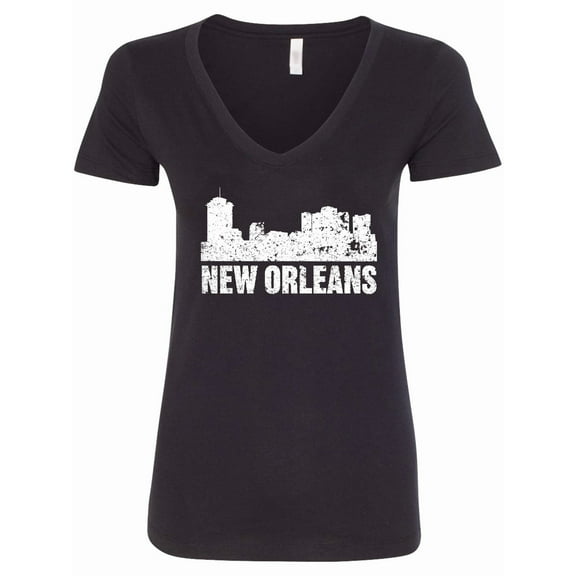 Inktastic New Orleans Skyline Grunge Women's V-Neck T-Shirt