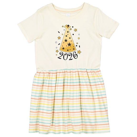 Inktastic New Year 2026 Party Hat Girls Toddler Dress