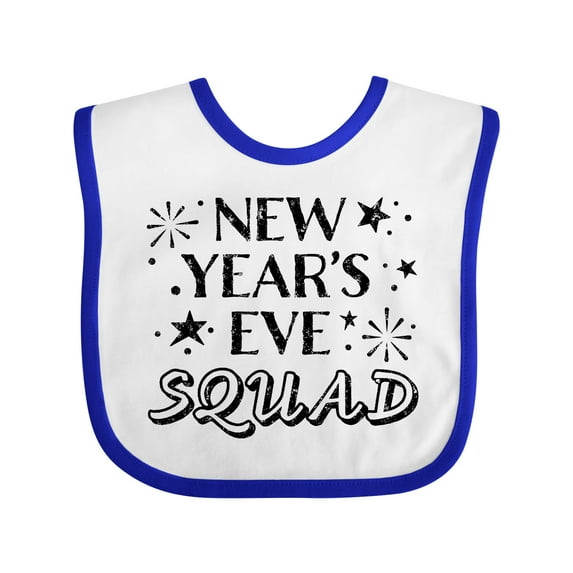 Inktastic New Year's Eve Squad with Stars in Black Boys or Girls Baby Bib