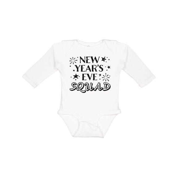 Inktastic New Year's Eve Squad with Stars in Black Boys or Girls Long Sleeve Baby Bodysuit