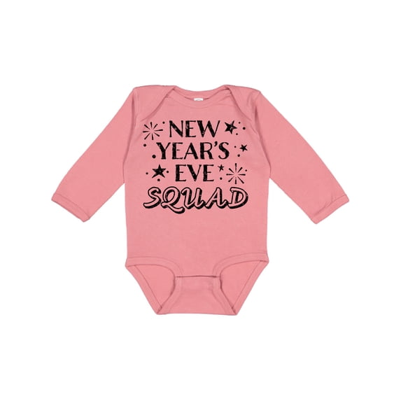 Inktastic New Year's Eve Squad with Stars in Black Boys or Girls Long Sleeve Baby Bodysuit