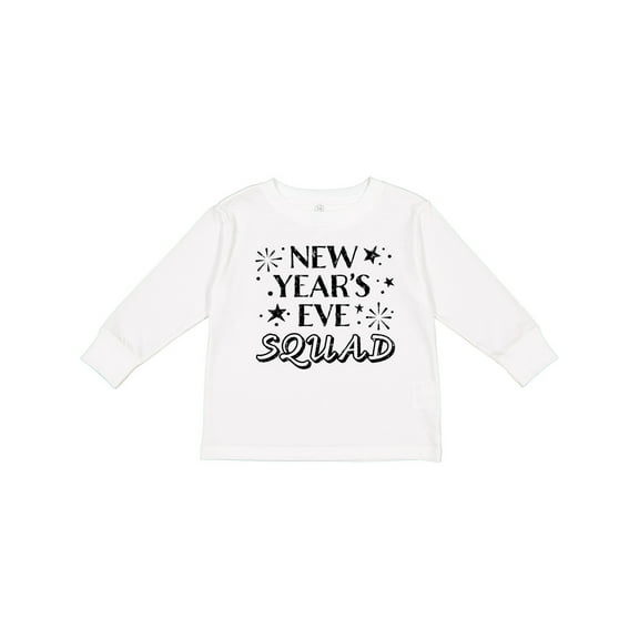 Inktastic New Year's Eve Squad with Stars in Black Boys or Girls Long Sleeve Toddler T-Shirt