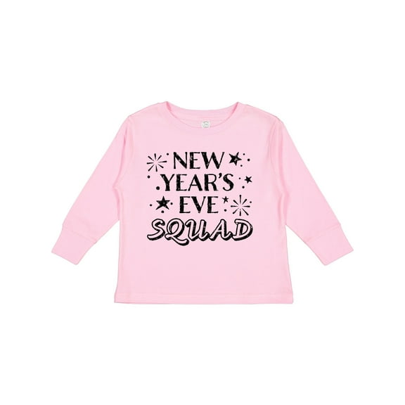 Inktastic New Year's Eve Squad with Stars in Black Boys or Girls Long Sleeve Toddler T-Shirt