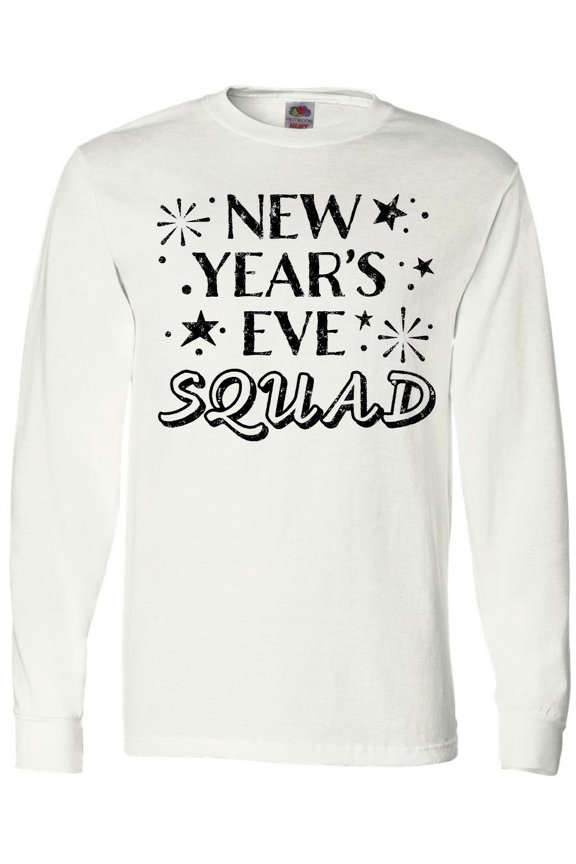 New Year's Eve Squad with Stars in Black Long Sleeve T-Shirt