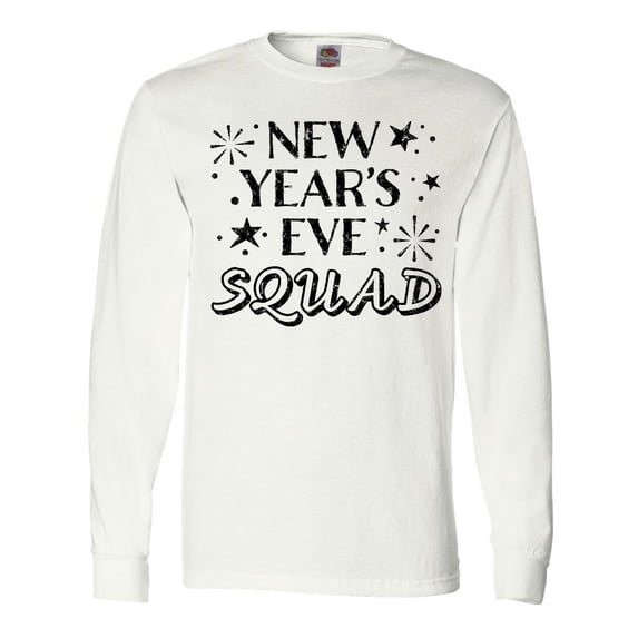 Inktastic New Year's Eve Squad with Stars in Black Long Sleeve T-Shirt