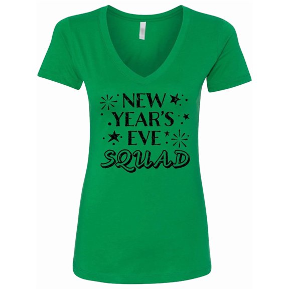Inktastic New Year's Eve Squad with Stars in Black Women's V-Neck T-Shirt