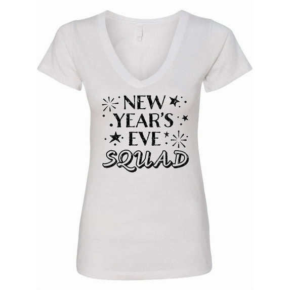 Inktastic New Year's Eve Squad with Stars in Black Women's V-Neck T-Shirt