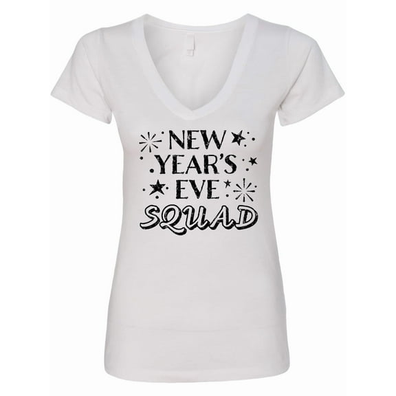 Inktastic New Year's Eve Squad with Stars in Black Women's V-Neck T-Shirt