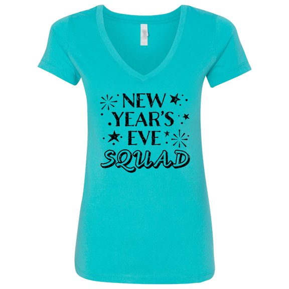 Inktastic New Year's Eve Squad with Stars in Black Women's V-Neck T-Shirt