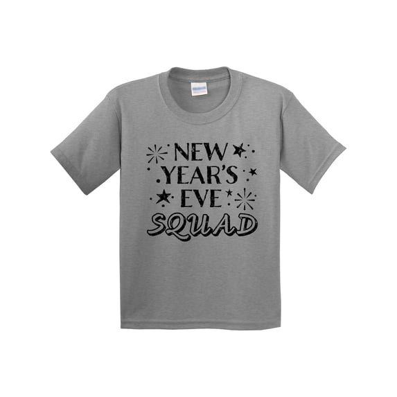 Inktastic New Year's Eve Squad with Stars in Black Youth T-Shirt