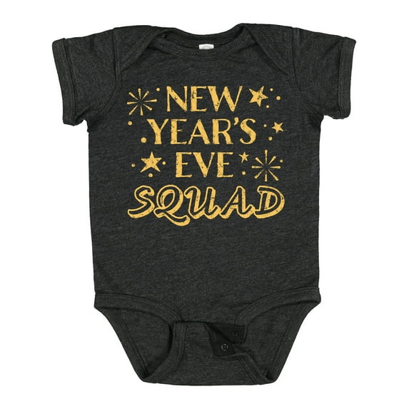 Inktastic New Year's Eve Squad with Stars in Gold Boys or Girls Baby Bodysuit