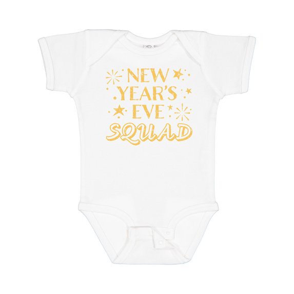 Inktastic New Year's Eve Squad with Stars in Gold Boys or Girls Baby Bodysuit