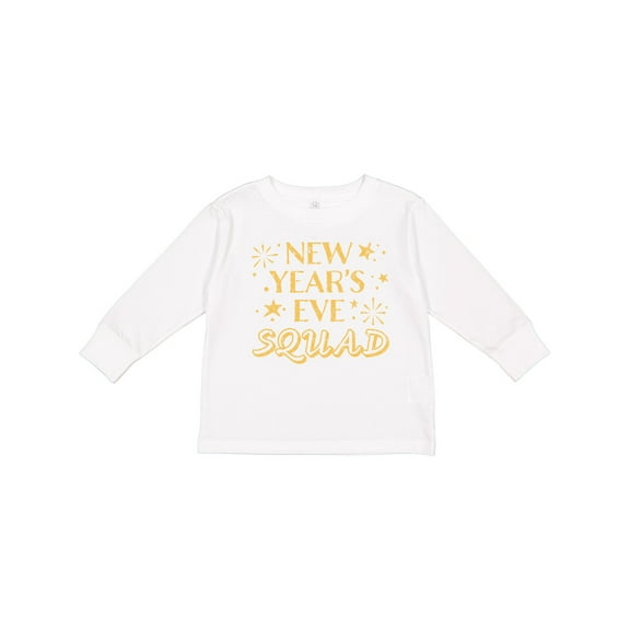 Inktastic New Year's Eve Squad with Stars in Gold Boys or Girls Long Sleeve Toddler T-Shirt