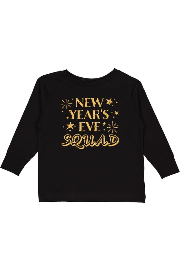 New Year's Eve Squad with Stars in Gold Boys or Girls Long Sleeve Toddler T-Shirt