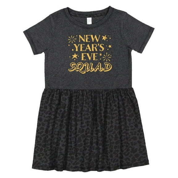 Inktastic New Year's Eve Squad with Stars in Gold Girls Toddler Dress