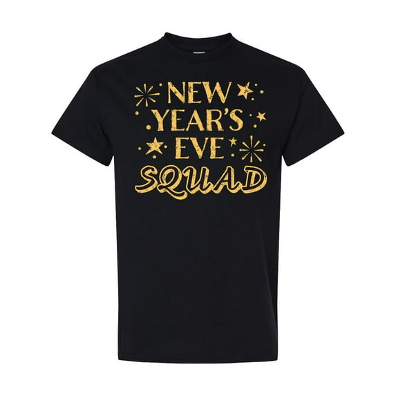 Inktastic New Year's Eve Squad with Stars in Gold T-Shirt