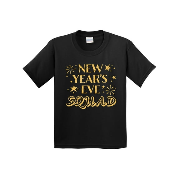 Inktastic New Year's Eve Squad with Stars in Gold Youth T-Shirt
