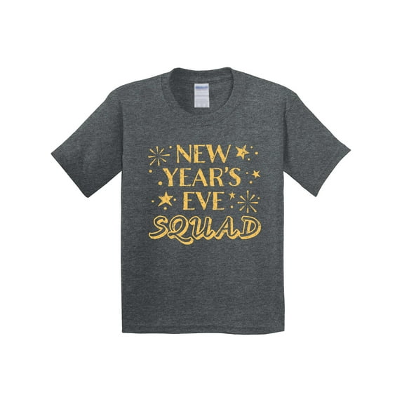 Inktastic New Year's Eve Squad with Stars in Gold Youth T-Shirt