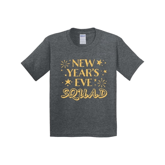 Inktastic New Year's Eve Squad with Stars in Gold Youth T-Shirt