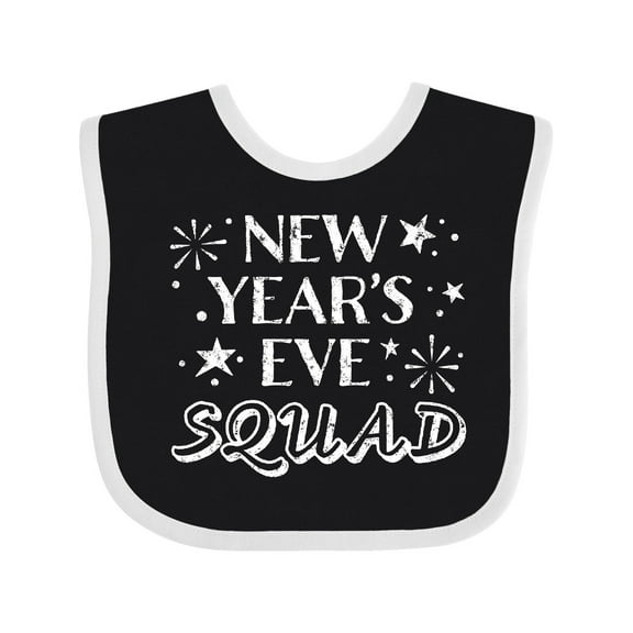 Inktastic New Year's Eve Squad with Stars in White Boys or Girls Baby Bib
