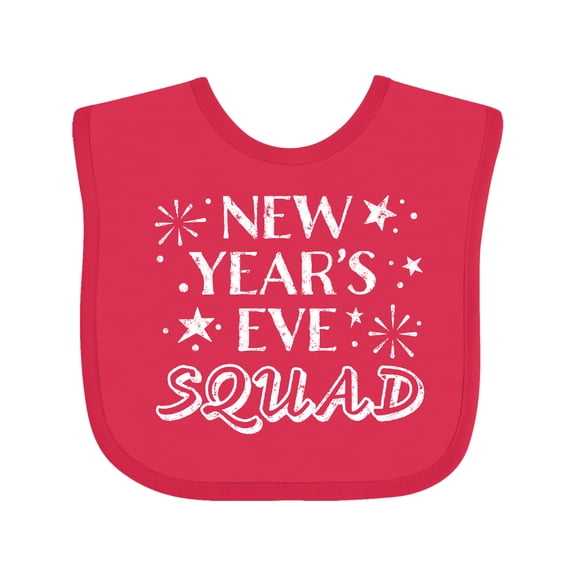 Inktastic New Year's Eve Squad with Stars in White Boys or Girls Baby Bib