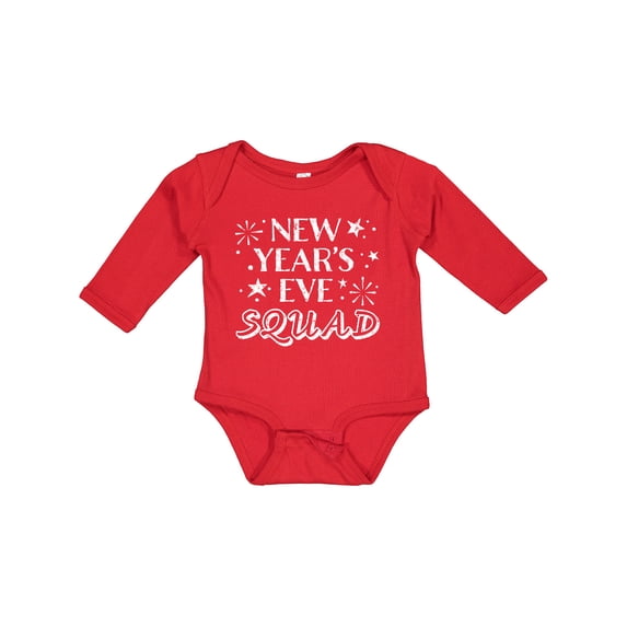 Inktastic New Year's Eve Squad with Stars in White Boys or Girls Long Sleeve Baby Bodysuit