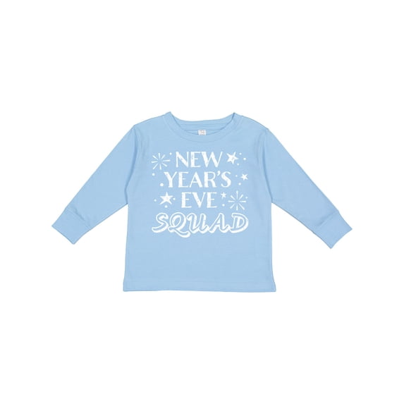 Inktastic New Year's Eve Squad with Stars in White Boys or Girls Long Sleeve Toddler T-Shirt