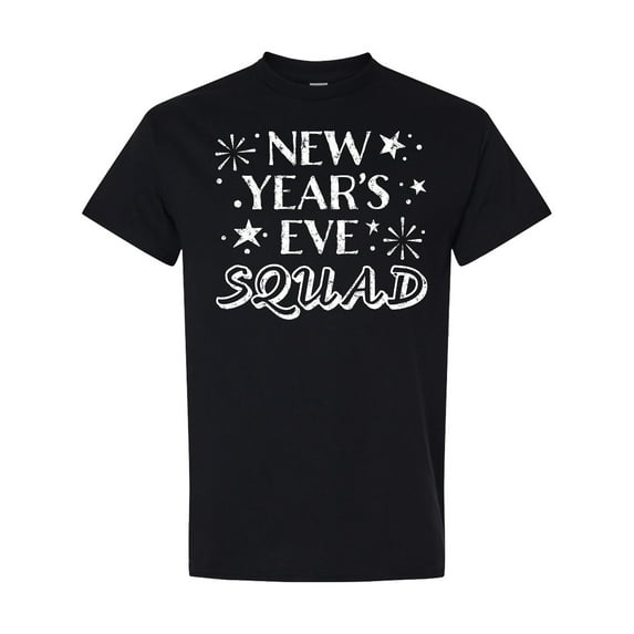 Inktastic New Year's Eve Squad with Stars in White T-Shirt