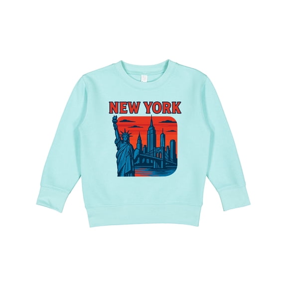 Inktastic New York City Skyline with Statue of Liberty and Brooklyn Bridge Toddler Sweatshirt