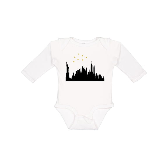 Inktastic New York Skyline Boys or Girls Long Sleeve Baby Bodysuit