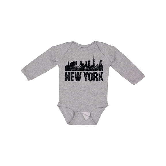 Inktastic New York Skyline Grunge Boys or Girls Long Sleeve Baby Bodysuit