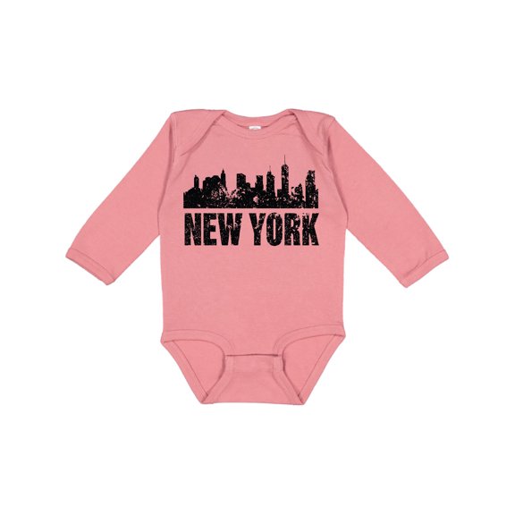 Inktastic New York Skyline Grunge Boys or Girls Long Sleeve Baby Bodysuit