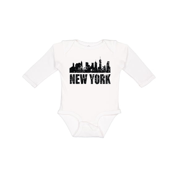 Inktastic New York Skyline Grunge Boys or Girls Long Sleeve Baby Bodysuit