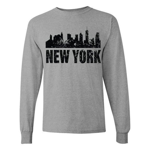 Inktastic New York Skyline Grunge Long Sleeve T-Shirt